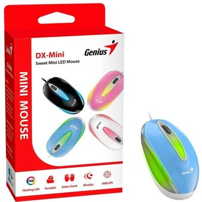 Souris Genius DX-Mini - 1000Dpi, Optique, RGB, USB câble Souris Genius DX-Mini - 1000Dpi, Optique, RGB, USB câble