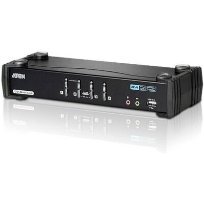 ATEN 4-port DVI KVM-kytkin USB 2.0 & Ääni - Musta ATEN 4-port DVI KVM-kytkin USB 2.0 & Ääni - Musta