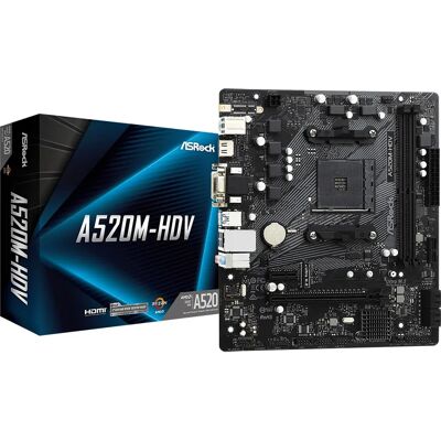 Placa-mãe ASRock A520M-HDV - Socket AM4 - Micro ATX - Preta - Compatível com CPUs AMD Placa-mãe ASRock A520M-HDV - Socket AM4 - Micro ATX - Preta - Compatível com CPUs AMD