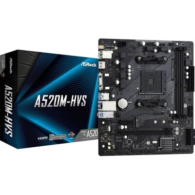 Asrock A520m-Hvs - Motherboard - Micro Atx - Socket Am4 - AMD A520 - Schwarz Asrock A520m-Hvs - Motherboard - Micro Atx - Socket Am4 - AMD A520 - Schwarz