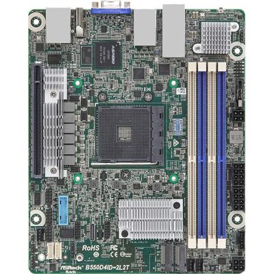 ASRock B550D4ID-2L2T Moderkort - AMD B550, Mini ITX, DDR4, 128GB, HDMI ASRock B550D4ID-2L2T Moderkort - AMD B550, Mini ITX, DDR4, 128GB, HDMI