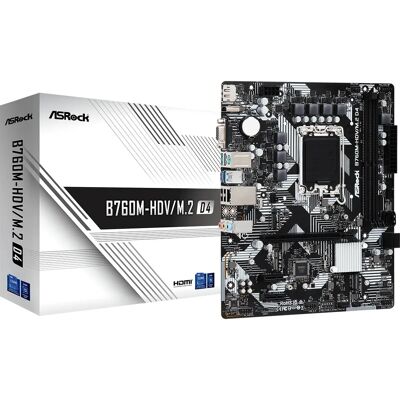 Asrock B760M-HDV/M.2 D4 - Micro ATX - Socket Intel 1700 - Intel B760 Motherboard Asrock B760M-HDV/M.2 D4 - Micro ATX - Socket Intel 1700 - Intel B760 Motherboard