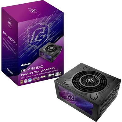 Fonte de alimentação ASRock 1600W - Modular, 80 Plus Gold - Preto Fonte de alimentação ASRock 1600W - Modular, 80 Plus Gold - Preto