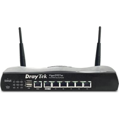 DrayTek Vigor2927ac Dubbellaags Wi-Fi Router - 5 Gigabit Ethernet-poorten - WPA2 DrayTek Vigor2927ac Dubbellaags Wi-Fi Router - 5 Gigabit Ethernet-poorten - WPA2