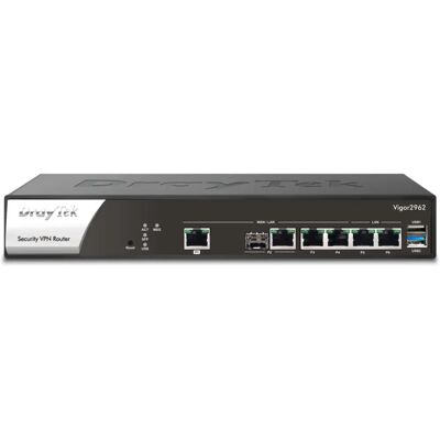 DrayTek Vigor2962 - Przewodowy router 6-portowy z Ethernet 2.5G - Czarny DrayTek Vigor2962 - Przewodowy router 6-portowy z Ethernet 2.5G - Czarny