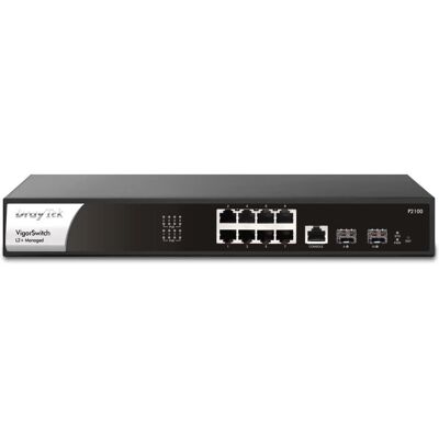 DrayTek P2100 Managed Layer 2+/L3 Gigabit Ethernet Switch - Black, Silver DrayTek P2100 Managed Layer 2+/L3 Gigabit Ethernet Switch - Black, Silver