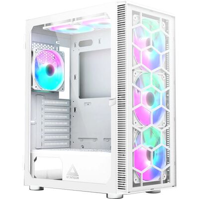 Montech X3 Verre Midi-Tour, RGB, Verre Trempé - Blanc Montech X3 Verre Midi-Tour, RGB, Verre Trempé - Blanc