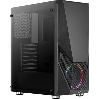 Aerocool Zauron Midi-Tower Schwarz - PC-Gehäuse mit Tempered Glass & RGB-Lüftern Aerocool Zauron Midi-Tower Schwarz - PC-Gehäuse mit Tempered Glass & RGB-Lüftern