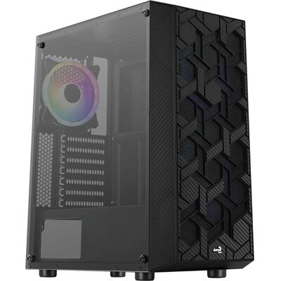 Aerocool Hive-G-BK-v1 Midi Tower PC-Gehäuse - Unterstützt ATX/Micro-ATX/Mini-ITX Aerocool Hive-G-BK-v1 Midi Tower PC-Gehäuse - Unterstützt ATX/Micro-ATX/Mini-ITX