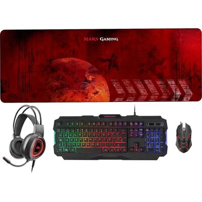 Ensemble clavier et souris Mars Gaming MCPRGB2FR - Français, Noir Ensemble clavier et souris Mars Gaming MCPRGB2FR - Français, Noir