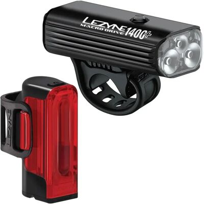 Lezyne Macro Drive 1400+ Ensemble de Lampes pour Vélo - Noir / Éclairage Lezyne Macro Drive 1400+ Ensemble de Lampes pour Vélo - Noir / Éclairage