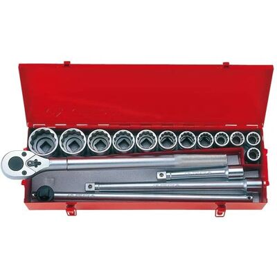 KING TONY Tool Set - 16 Piece Metric Socket with Accessories - 3/4" Drive KING TONY Tool Set - 16 Piece Metric Socket with Accessories - 3/4" Drive