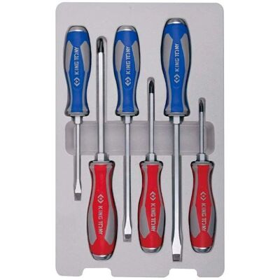 KING TONY Schroevendraaierset - Platkop en Phillips - 6 stuks KING TONY Schroevendraaierset - Platkop en Phillips - 6 stuks