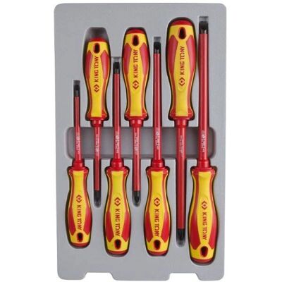Conjunto de Chaves de Fenda Isoladas 1000V KING TONY - Plana e Pozidriv - 7 pcs Conjunto de Chaves de Fenda Isoladas 1000V KING TONY - Plana e Pozidriv - 7 pcs