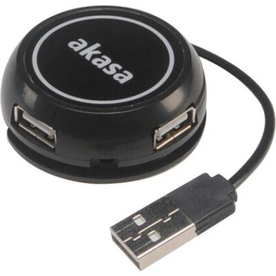 Akasa Connect4C 4-in-1 USB Hub - USB 2.0, Schwarz Akasa Connect4C 4-in-1 USB Hub - USB 2.0, Schwarz