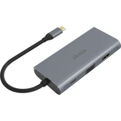 Akasa USB Typ C Dock - 9-in-1 HDMI, VGA, RJ45, SD-Adapter - Dockingstation Akasa USB Typ C Dock - 9-in-1 HDMI, VGA, RJ45, SD-Adapter - Dockingstation