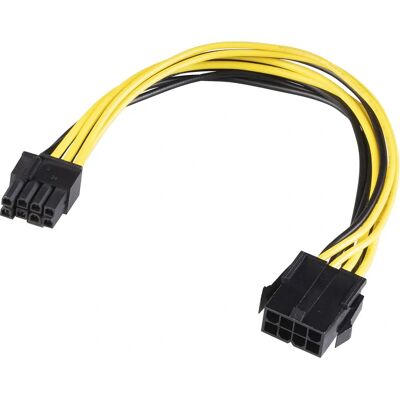 Akasa 12V ATX 8-polig zu 6+2-polig PCIe-Kabel, 20 cm Akasa 12V ATX 8-polig zu 6+2-polig PCIe-Kabel, 20 cm