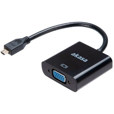 Akasa AK-CBHD21-15BK Video Cable Adapter - 0.15m HDMI Type D Micro, VGA D-Sub, Black Akasa AK-CBHD21-15BK Video Cable Adapter - 0.15m HDMI Type D Micro, VGA D-Sub, Black