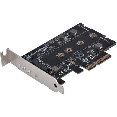 Silverstone SST-ECM27 PCIe 4.0 M.2/SATA Adapterkarte - Low Profile Silverstone SST-ECM27 PCIe 4.0 M.2/SATA Adapterkarte - Low Profile