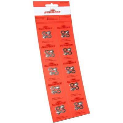 SunRace Fahrradkette Schnellverschluss 9-Gang Packung mit 10 SunRace Fahrradkette Schnellverschluss 9-Gang Packung mit 10