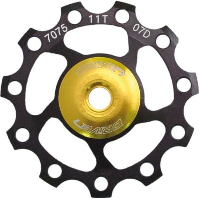 SunRace SP860 Derailleur Jockey Wheel - 11T CNC Aluminum, Black/Gold - Derailleur Part SunRace SP860 Derailleur Jockey Wheel - 11T CNC Aluminum, Black/Gold - Derailleur Part