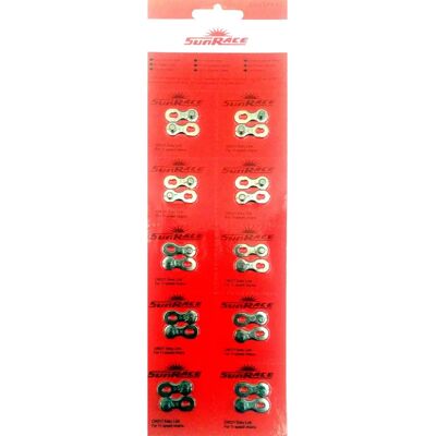 Set di Link Catena 11V SunRace - Compatibile con Shimano, SRAM Eagle - 10 pezzi Set di Link Catena 11V SunRace - Compatibile con Shimano, SRAM Eagle - 10 pezzi