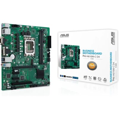 ASUS Pro H610M-C Micro ATX Motherboard - Intel H610 - Black ASUS Pro H610M-C Micro ATX Motherboard - Intel H610 - Black