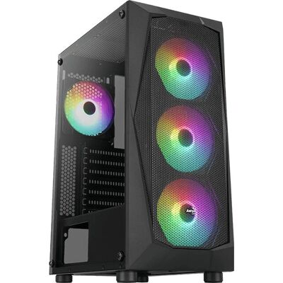 Gabinete PC Aerocool Falcon ARGB V2 Preto com Vidro Temperado e 4 Ventiladores Gabinete PC Aerocool Falcon ARGB V2 Preto com Vidro Temperado e 4 Ventiladores