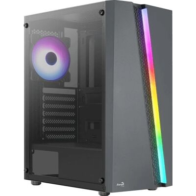 Aerocool Blade-G-Bk-V1 - Midi Tower - ATX - Seitenteil mit gehärtetem Glas - Ohne Netzteil - Schwarz - USB/Audio Aerocool Blade-G-Bk-V1 - Midi Tower - ATX - Seitenteil mit gehärtetem Glas - Ohne Netzteil - Schwarz - USB/Audio