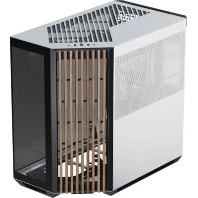APNX V1 PC ház - Hőkezelt üveg oldalpanelek, fa előlappal, ATX, Fekete/Fehér APNX V1 PC ház - Hőkezelt üveg oldalpanelek, fa előlappal, ATX, Fekete/Fehér