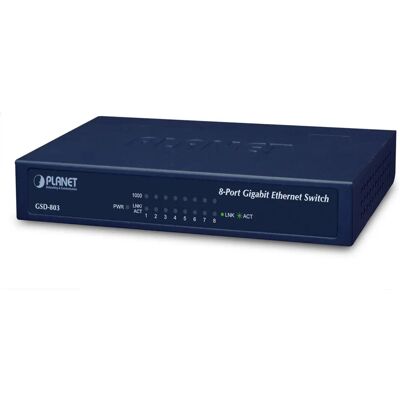 Planet GSD-803 Netzwerkswitch - 8-Port Gigabit - Blau Planet GSD-803 Netzwerkswitch - 8-Port Gigabit - Blau