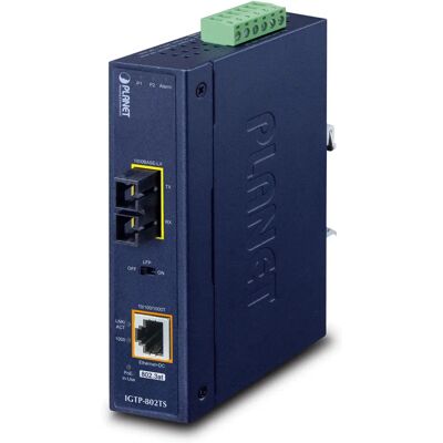 Planet IP30 Industriell nätverksmediekonverter - 10/100/1000Mbps, Blå Planet IP30 Industriell nätverksmediekonverter - 10/100/1000Mbps, Blå