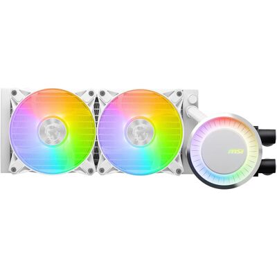 Cooler líquido ARGB branco MSI 240mm - Compatível com CPU e placa-mãe Cooler líquido ARGB branco MSI 240mm - Compatível com CPU e placa-mãe