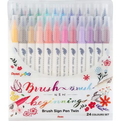 Pentel Brush Sign Pen Twin - 24 darabos szett Pentel Brush Sign Pen Twin - 24 darabos szett
