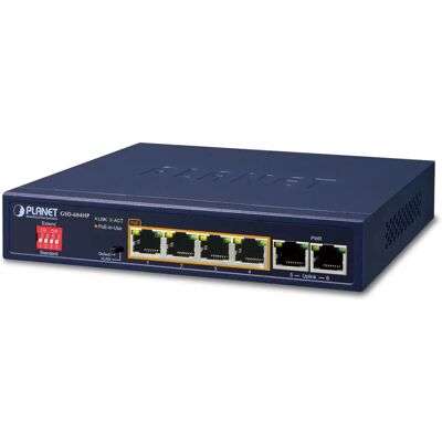 Planet GSD-604HP Nätverksswitch - 4 Portar Gigabit PoE - Blå Planet GSD-604HP Nätverksswitch - 4 Portar Gigabit PoE - Blå