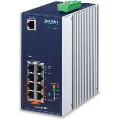 Hantera Gigabit Ethernet-switch Planet IGS-4215-4P4T - Industriell, PoE Hantera Gigabit Ethernet-switch Planet IGS-4215-4P4T - Industriell, PoE