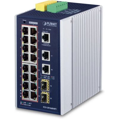 Planet IGS-20160HPT Managed Gigabit Ethernet Switch - PoE - Wandmontage Planet IGS-20160HPT Managed Gigabit Ethernet Switch - PoE - Wandmontage