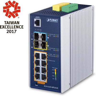 PLANET IGS-5225-8P2S2X Managed L3 Gigabit Switch - Blau, Silber PLANET IGS-5225-8P2S2X Managed L3 Gigabit Switch - Blau, Silber