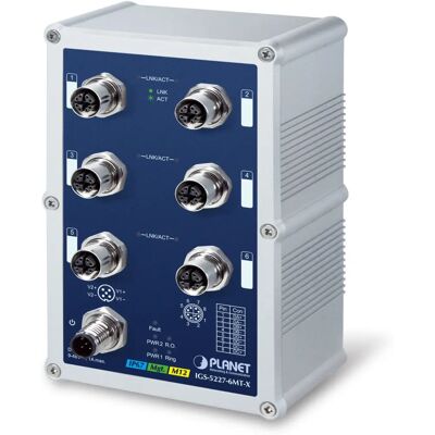 Planet IGS-5227-6MT-X Industriële 6-poorts Managed Switch - Blauw, Zilver Planet IGS-5227-6MT-X Industriële 6-poorts Managed Switch - Blauw, Zilver