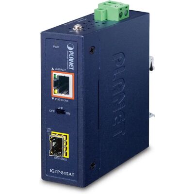 Planet IGTP-815AT Industrieller 1Gbps PoE+ Media Converter Planet IGTP-815AT Industrieller 1Gbps PoE+ Media Converter