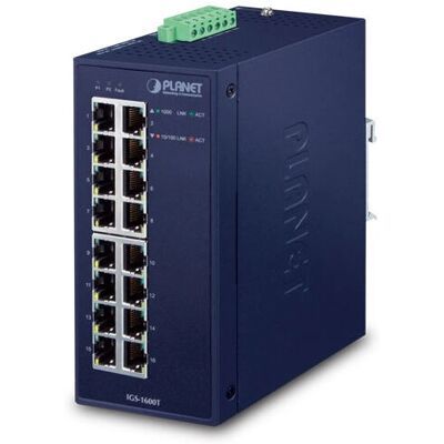Switch di rete Planet IGS-1600T - Non gestito L2 Gigabit Ethernet - Blu Switch di rete Planet IGS-1600T - Non gestito L2 Gigabit Ethernet - Blu