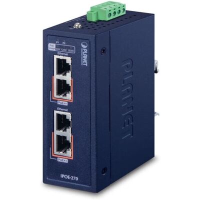 Planet Ip30 Industrieller 2-Port Netzwerk-Switch - Multi-Gigabit 802.3bt PoE++ Injector IPOE-270 Planet Ip30 Industrieller 2-Port Netzwerk-Switch - Multi-Gigabit 802.3bt PoE++ Injector IPOE-270