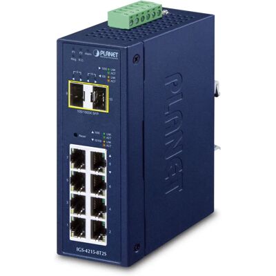 Planet IP30 Hanterad Gigabit Ethernet Switch - 8-portar, Blå Planet IP30 Hanterad Gigabit Ethernet Switch - 8-portar, Blå