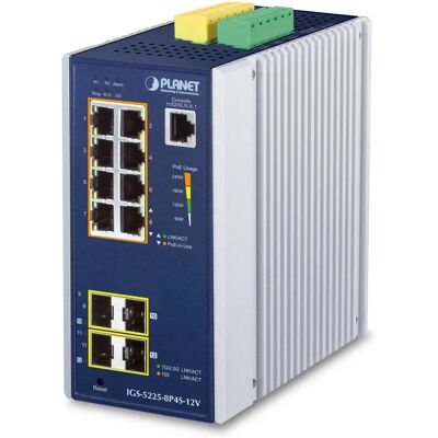 Planet IGS-5225-8P4S-12V - 8-Port Managed Gigabit Ethernet Switch Planet IGS-5225-8P4S-12V - 8-Port Managed Gigabit Ethernet Switch