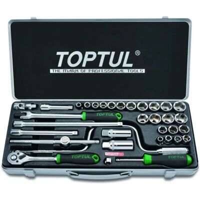 TOPTUL 3/8 Zoll 34-teiliger Steckschlüsselsatz TOPTUL 3/8 Zoll 34-teiliger Steckschlüsselsatz