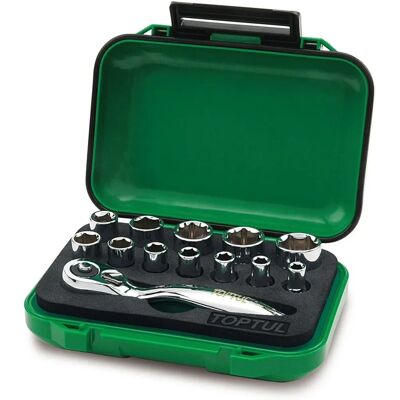 TOPTUL GABW1301 - Socket Set with Hex Lock - 1/4" - 13 pcs. TOPTUL GABW1301 - Socket Set with Hex Lock - 1/4" - 13 pcs.