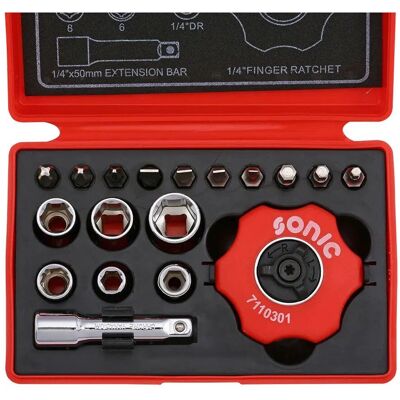 Sonic 1/4" Tool Set - Ratchet, Sockets & Bits Sonic 1/4" Tool Set - Ratchet, Sockets & Bits