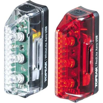 Set de Luces Aero USB Topeak - Delantera y Trasera, Recargable Set de Luces Aero USB Topeak - Delantera y Trasera, Recargable