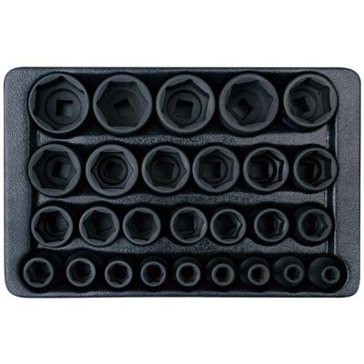 Juego de 27 piezas de llaves de vaso de 6 puntos 1/2" - KINGTONY Juego de 27 piezas de llaves de vaso de 6 puntos 1/2" - KINGTONY