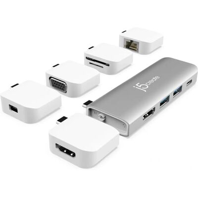 j5create JCD389 UltraDrive Dock - Sølv & Hvit j5create JCD389 UltraDrive Dock - Sølv & Hvit